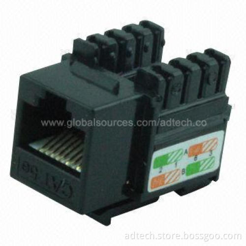 UTP Cat6 RJ45 Keystone Jack in Black Color and Slim Type, UL-approved